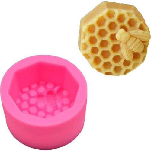3D Honeycomb With Bee Shape Cake Mold DIY Silicone Soap mould Aromatherapy Plaster Candle Moulds Crafts Fondant Cake Decoration