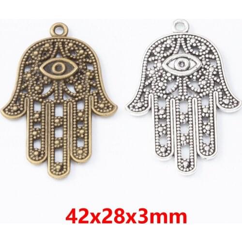 4PCS/Lot Silver Color Alloy Hand Charms Tibetan Pendants For DIY Bracelet Necklace Jewelry Making DIY Jewelry Findings