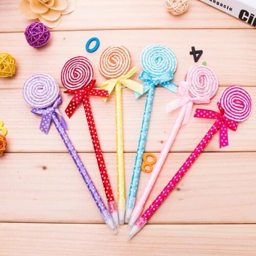 50PCS Lollipop Ballpoint Pen Creative Plush Pen Stationery for Primary and Secondary School Students Prizes Creative Stationery