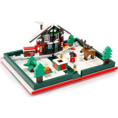 635PCS EMBO 601094 Merry Christmas Book Theme Gift Santa Claus Elk Educational Building Blocks Bricks Toys For Children