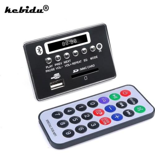 Kebidu New DC 5V 12V Automobile Car Bluetooth MP3 WMA FM Decoder Board Plate Audio Module USB Radio Car MP3 Speaker Accessories