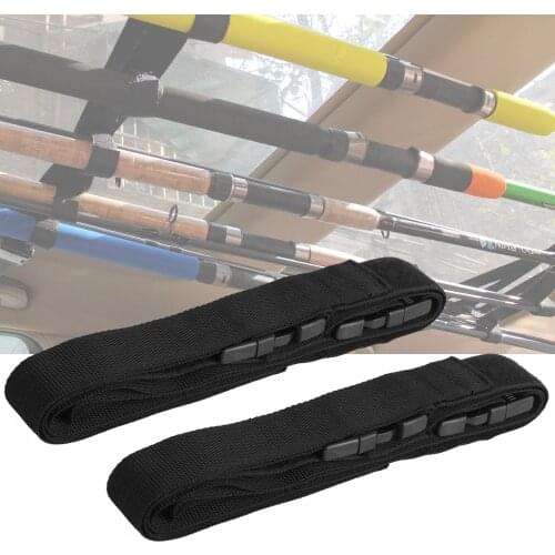 2Pcs Fishing Rod Saver Foldable Adjustable Vehicle Rod Carrier Car Fishing Rod Holder Belt Strap Fishing Tackle Accessory Tool