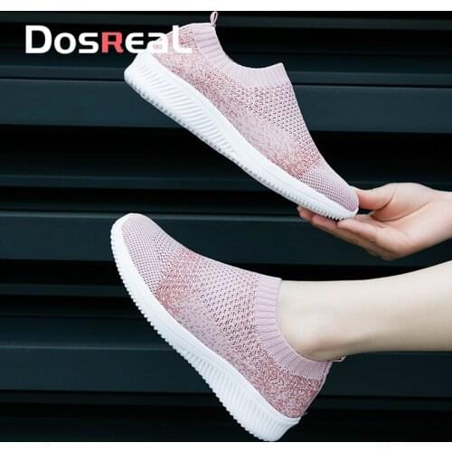 Dosreal Women Flats Shoes Spring Sneakers For Females Breathable Socks Shoes Outdoor Fashion Shoes Moccasins Slip on Casual Shoe