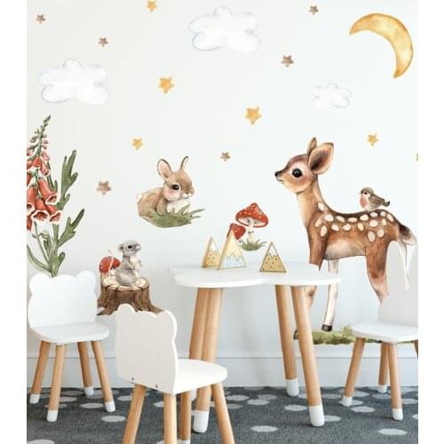 Gazelle Forest Friends Wall Adhesive Kids Nursery Baby Home Decor Wall Paper Self-Adhesive Pvc 2021 Trend Luxury New