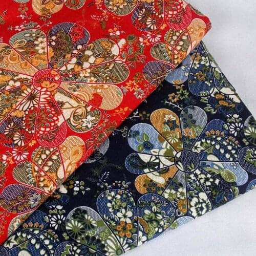 Cotton/linen blue red cheongsam Chinese wind windmill Royal Chrysanthemum fabrics for costume APPAREL craft cushion tablecloth