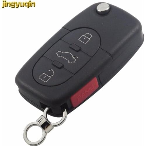 Jingyuqin Remote 4 Buttons 3+1 Panic Car Key Fob Cover Shell Case For Audi A4 A6 A8 S4 S6 S8 CABRIOLET ALLROAD TT FLIP FOLDING