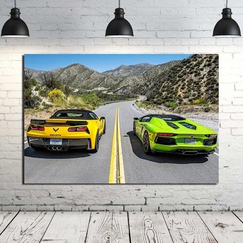 Chevrolet Corvette Racing Cars Canvas Painting Posters Prints 16x24 20x30 24x36 inch Wall Pictures for Living Room