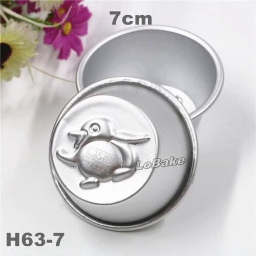 10pcs/lot) 7cm diameter cute penguin shape aluminium round cup tray cupcake molding pudding mould bread candy baking tools