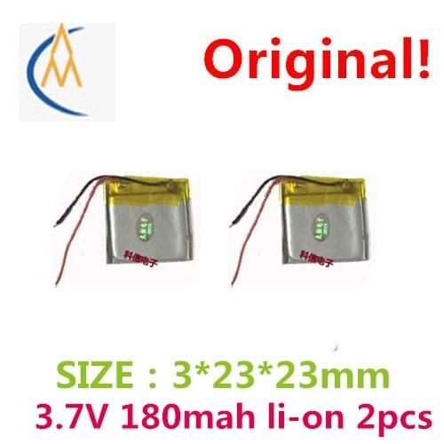 2pcs New sufficient capacity polymer li-ion battery 3.7 V 032323 180 mah MP3 bluetooth headset/equipment/mini LED sound