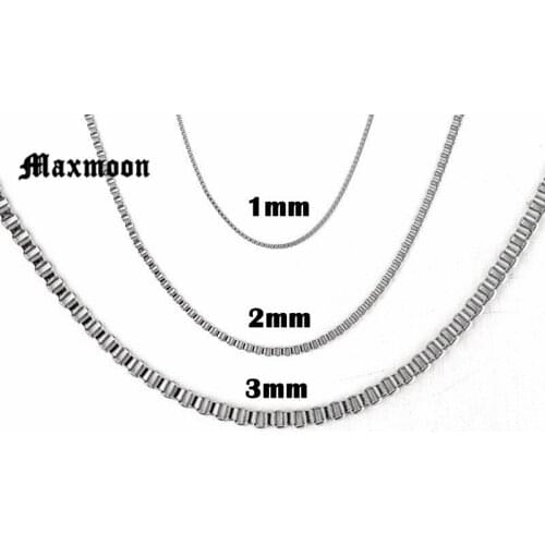 Maxmoon Silver Color Tone Women and Men Box Necklace Chain 316L Stainless Steel Necklace For High Quality Jewelry Chain