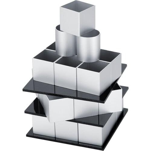 3D Metal Cube Cake Mold Three-layer Rotation Mousse Cake Dessert Bake Mold Functional Baking Mold Molde Para Hornear