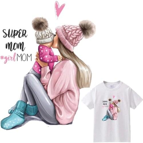 Fashion Super Mom Patches For Clothes DIY Washable T-Shirts Heat Transfer Thermal Stickers Simple Personality Iron On Appliqued