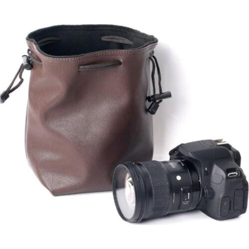 Portable Camera Lens Bag Protective Pouch Compatible with 11cm Height DSLR Camera Lens Photography Supplies