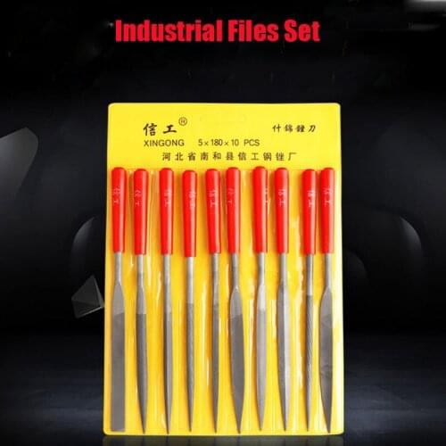 5/10pcs Industrial Mini File Set Soft Rubber Handles Metal File Set Bearing Steel Rasp for Ceramic Stone Wood Metal Polishing