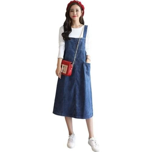 New womens dresses denim fabric suspenders dresses women clothing summer/autumn clothing european jeans dress