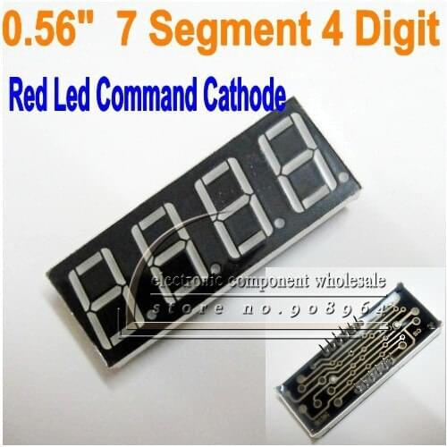 Wholesale 50pcs/lot 0.56inch 0.56' seven 7 segment 4 digit command cathode RED Led digital tube 12pin 5614 50*19mm