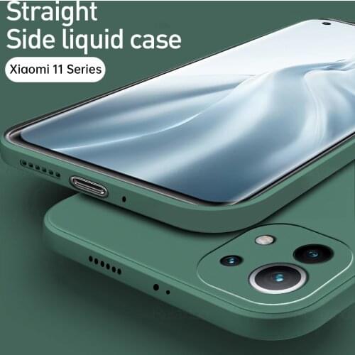 Original Square Liquid Silicone Case For Xiaomi Mi 11 11X Pro Ultra Soft Silicone Back Cover Xiomi Mi11 11Pro 11 Lite 11i Bags