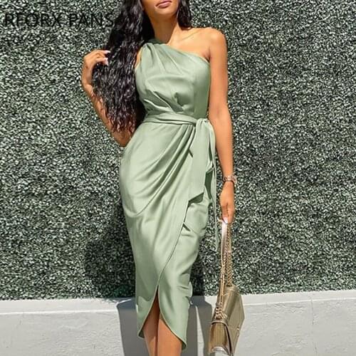 One Shoulder Ruched Design Party Dress Bodycon Dress