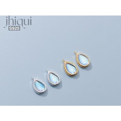 1PC 925 Sterling Silver Moonstone Waterdrop Charm Pendant for DIY Bracelet Necklace Making Fine Jewelry Finding