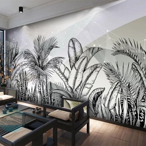 Custom 3D Wallpaper Modern Minimalist Nordic Abstract Geometric Tropical Rainforest Banana Leaf Mural Living Room TV Sofa Murals