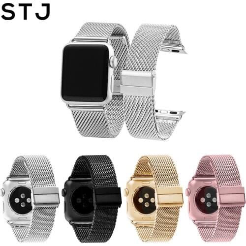 STJ Stainless Steel Milanese Loop Watchband For Apple Watch Series 1/2/3 42mm 38mm Bracelet Strap for iwatch series 4 40mm 44mm