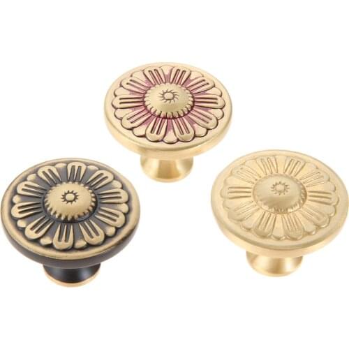 Luxury Pure Copper brass Single Hole Handle Kitchen Cabinet Drawer Door Wardrobe cupboard furniture knobs durable knob elegant