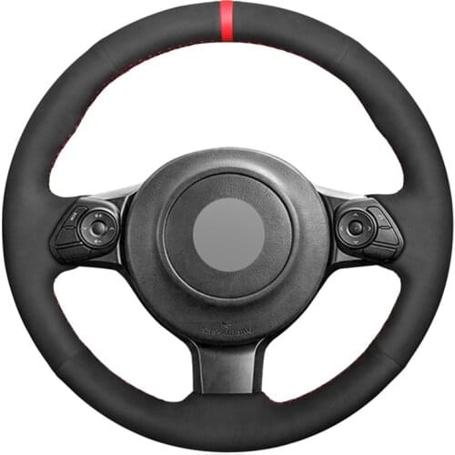 Hand-stitched Black Suede Soft No-slip Car Steering Wheel Cover for Toyota 86 2016-2019 Yaris 2016-2019 Subaru BRZ 2016-2019