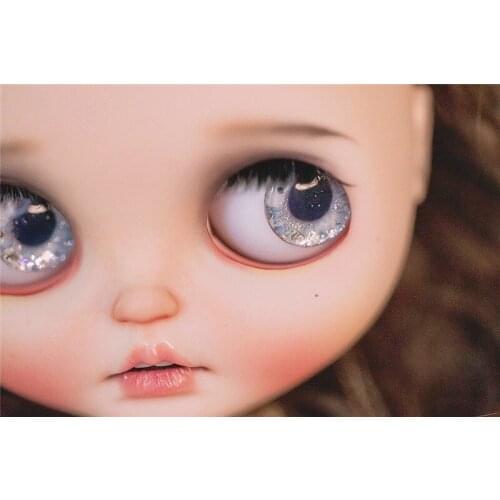 Blythe size glass eye piece real hand painted eye piece color silver flash doll accessories