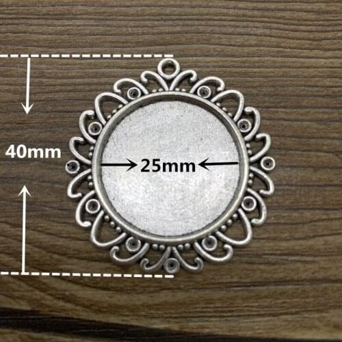 2pcs 25mm Glass Cabochon Alloy Material Cameo Base Setting Jewelry Findings Pendant Bracelet Jewelry Making #2526
