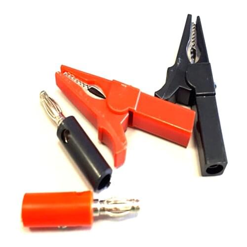 1 pair 55mm Battery Test Clip HV Alligator Clip + 1 pair 4mm Banana Plug Test cable Probes Insulate Clamp
