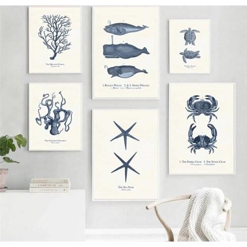 Fossil Fish Turtle Snail Star Tree Vintage Wall Art Canvas Painting Nordic Posters And Print Wall Pictures For Living Room Decor