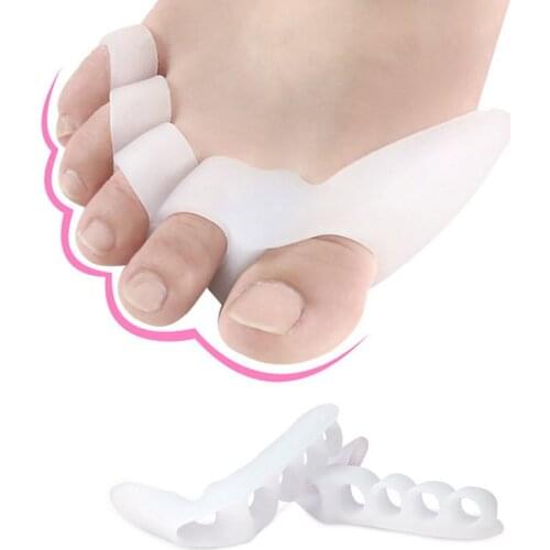 1Pair Silicone Gel Feet Fingers 5-Hole Toe Separator Thumb Valgus Protector Bunion Adjuster Hallux Valgus Guard Foot Care Tool