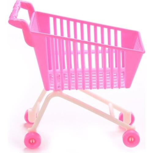 1PCS Shopping Cart for Doll Trolleys Plastic Pink Classic Toys Trolleys for Kids Girls Birthday Gifts Dolls Accessories
