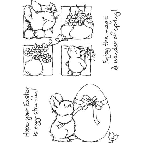1pcs Rabbit Happy Easter Transparent Clear Silicone Stamp Seal DIY Scrapbooking Photo Album Decorative Clear Stamp