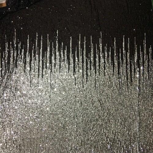 1Y/Lot Silver Soft Elastic Mesh Glitter Sequins Fabric For Wedding Dress Accessories DIY Material