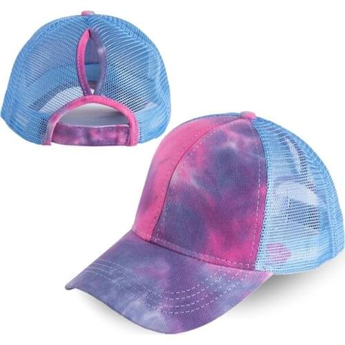 2020 Fashion Tie-Dye Ponytail Baseball Caps Breathable Sports Cap Summer Cap Male Outdoor Mesh Adjustable Snapback Dad Hats