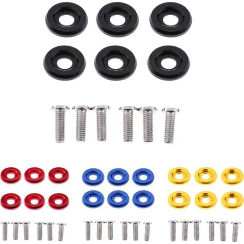 6 Sets Car Aluminum Fender Bumper Washer Bolt Engine Bay Screw Kit High Strength Corrosion Resistant