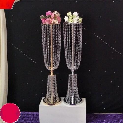 80cm/100cm Acrylic Crystal Wedding Flower Ball Holder Table Centerpiece Vase Stand Crystal Candlestick Wedding Decoration