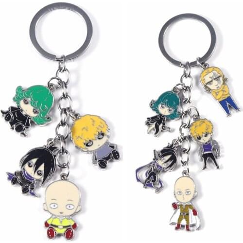 Anime One Punch Man Saitama Genos Tatsumaki King Panic Speed Sonic Cute Cartoon Enamel Alloy Metal Keychain Keyring Key Chain