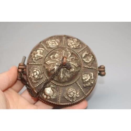Asian antique Nepal/ Tibet handmade old hand bell ,Diameter 9CM,Traditional Tibetan Copper Bell With a 11 CM box
