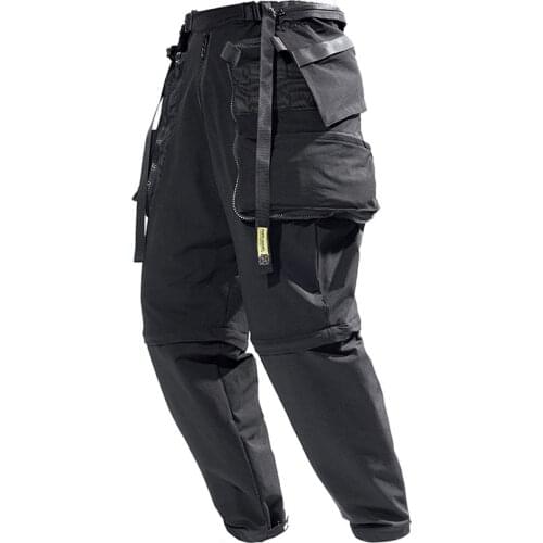 PUPIL TRAVEL PT-827 Mens Techwear Convertible Cargo Quick Drying Pants Joggers Hip Hop Style Punk Fashion