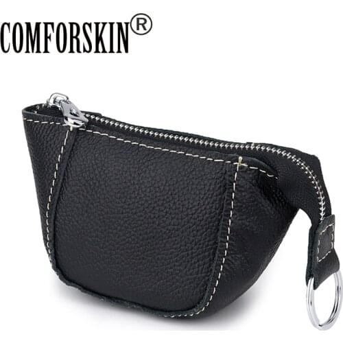 COMFORSKIN Guaranteed Genuine Leather Zipper Purse New Arrivals Fashion Style Women Key Wallets Key Case Practical Key Chain