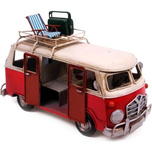 Decorative Metal Red Minibus - Trinket, Miniature, Gift, Nostalgic, Vintage, Handmade Hand Painted, quality Durable