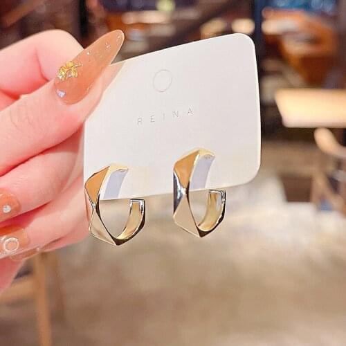 Geometric Fashion Hong Kong Style Earrings for Women Trendy Simplicity Jewelry Female Elegant Retro Hoop Earrings Delicate Gifts
