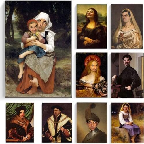 Mr. Bean Canvas Art Posters and Prints on Funny Canvases on The Wall Painting Art Pictures for Living Room Home Decoration