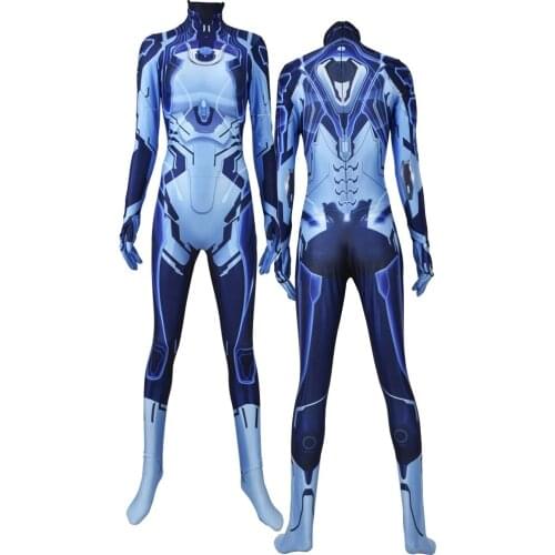 Adults Kids Halo Cortana Cosplay Costume Game Female Woman Girls Superhero Tight Zentai Suit Halloween Bodysuit