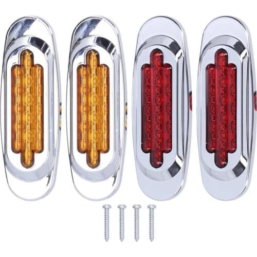 Lamp for auto car accessories Pair 16LEDs Taillight Electroplated Trim Side Marker Auto External Lamps for 12V/24V Car Truck