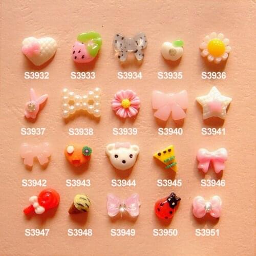 Fashion mini resin manicure nail decals DIY accessories about 15mm 20pcs/bag 9614
