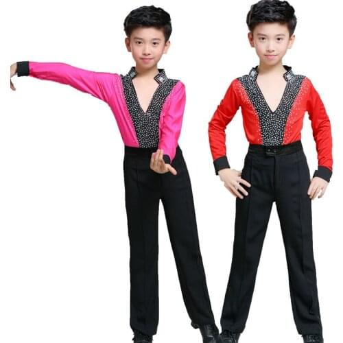 Latin dancing tango mens kids morden shirt lace long sleeve dress shirts for boys dance wear ballroom ragazzo costumes children