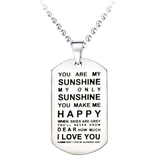 New Fashion Stainless Steel Inspirational Word Pendant Necklace Army Dog Tag Custom Necklace Personalize Jewelry Family Gift